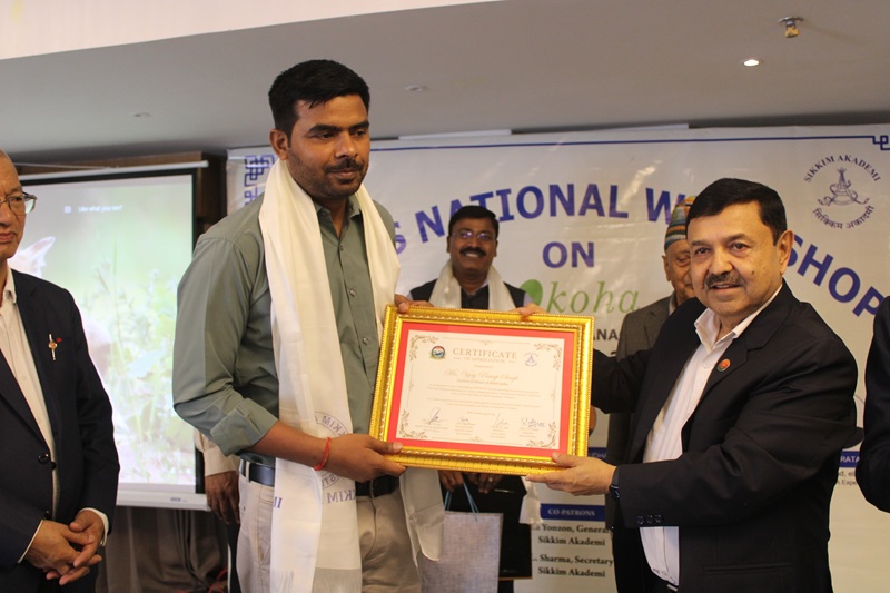 Received Award by Cultural Minister (Sikkim) - Sikkim Academy Library